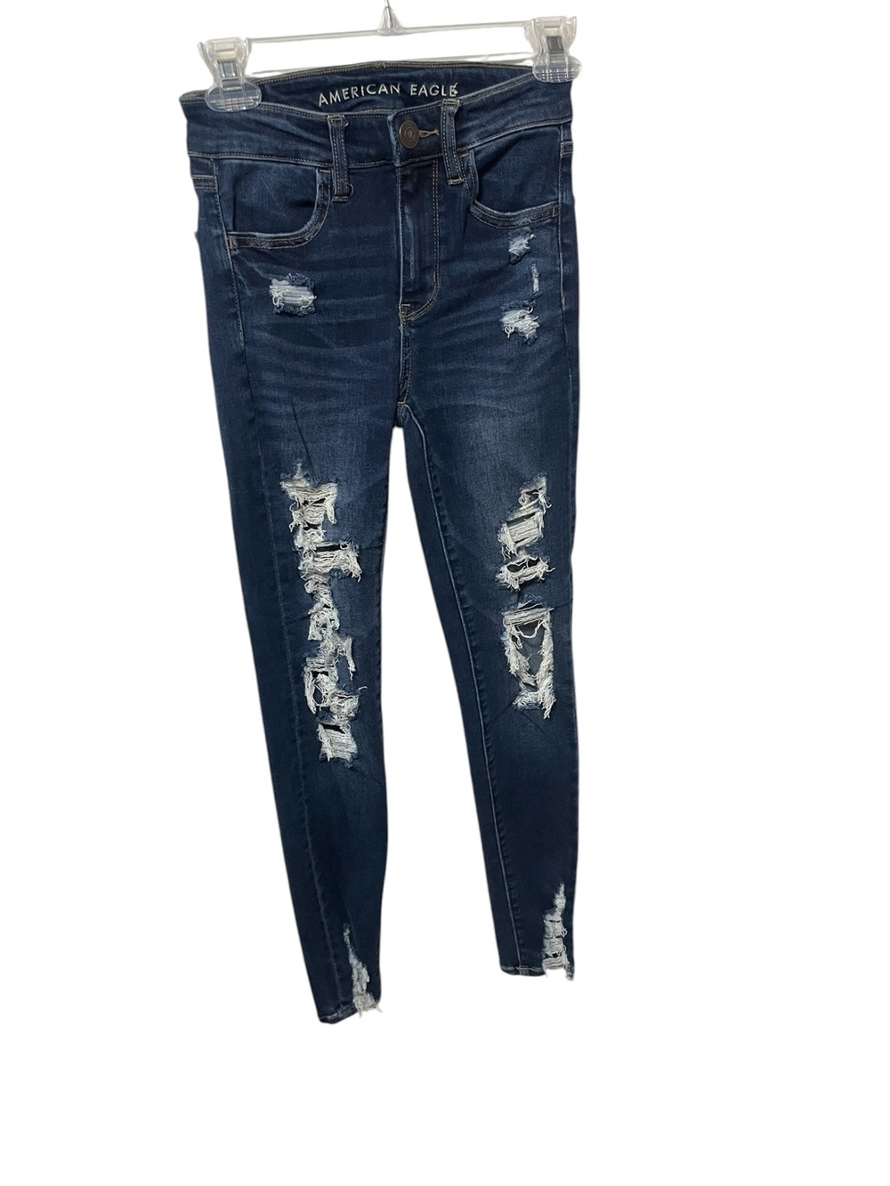American Eagle next level stretch high rise Jegging size 00 distress destroyed